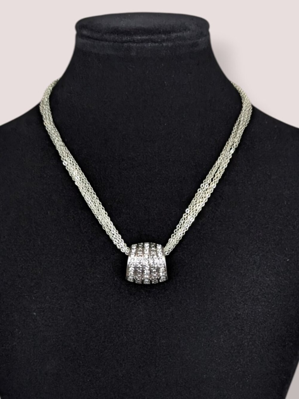 Dainty 7-Strand Rhinestone Pendant Necklace